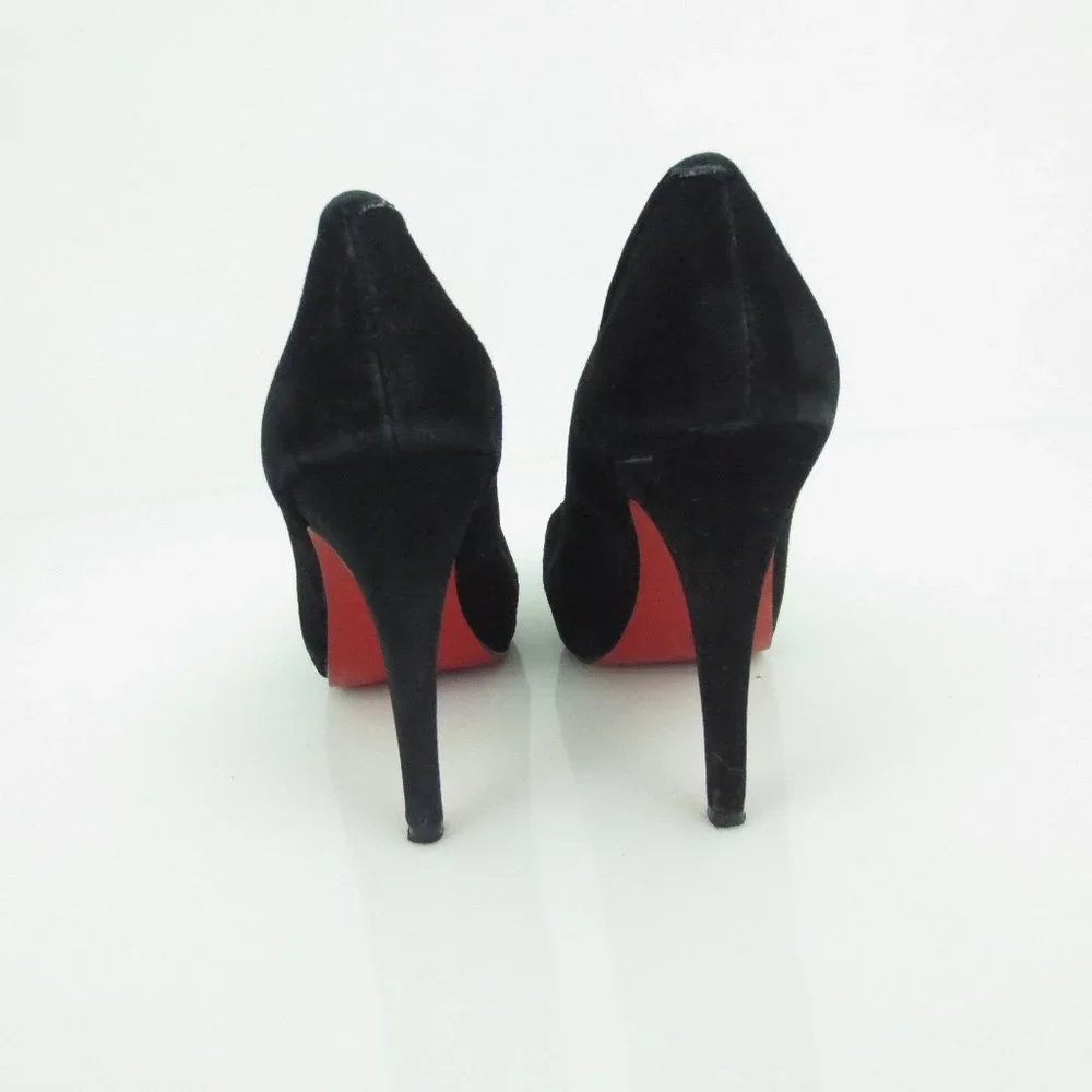 Christian Louboutin BIANCA 120 Black Suede Leather Platform Heels Pumps Shoes 37 - Picture 4 of 5